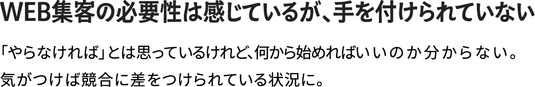 WEB集客の必要性は感じているが、手を付けられていない